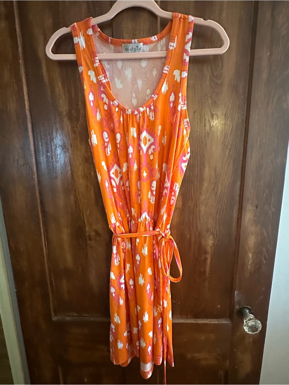 Mud Pie Orange and Pink Printed Dress